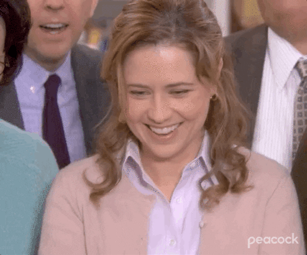 The Office Pam Beesly Happy Then Sad Reaction GIF