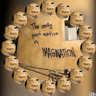 The Only Good Nation Is Imagination Is Written On A Wall GIF