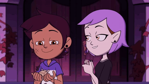 The Owl House Amity Kissing Luz's Cheeks GIF
