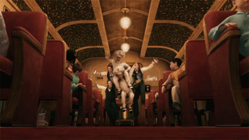 The Polar Express Conductor Dances With Waiters GIF