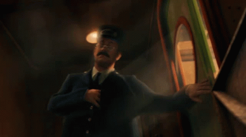 The Polar Express Conductor Opens Door GIF