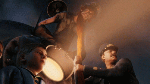 The Polar Express Conductor Pulls Steamer Beard GIF