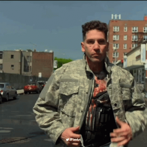 The Punisher Frank Castle Jacket Off GIF