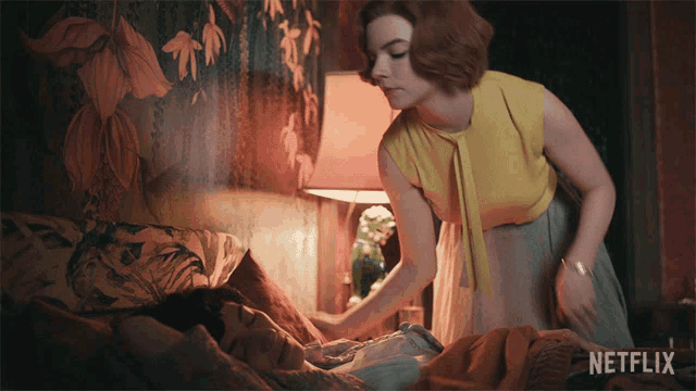 The Queens Gambit Anya Taylor Forehead Kiss GIF