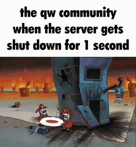The Qw Community When The Server Gets Shut Down For 1 Second Is Shown GIF