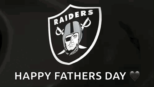 The Raiders Logo Is On A Black Background And It Says Happy Fathers Day . GIF