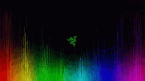 The Razer Logo Is On A Colorful Background With A Rainbow Of Colors . GIF