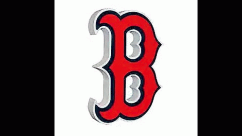The Red Sox Logo Is A Red , White , And Blue Letter B On A White Background . GIF