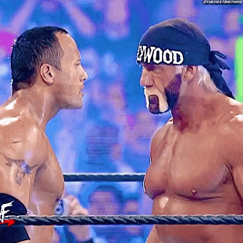 The Rock And Hulk Hogan Facing Off GIF