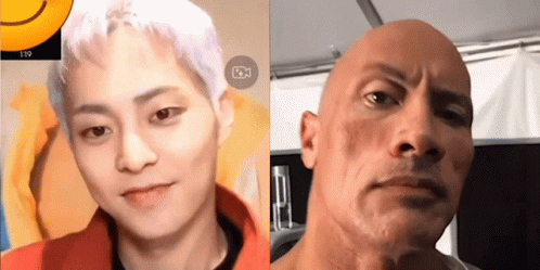 The Rock And Xiumin Doing Eyebrow Meme GIF