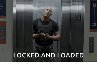 The Rock As Gunner In An Elevator GIF