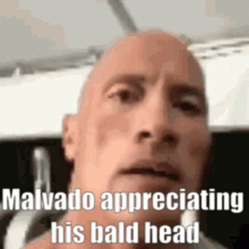 The Rock Eyebrow Meme Malvado Appreciating His Bald Head GIF