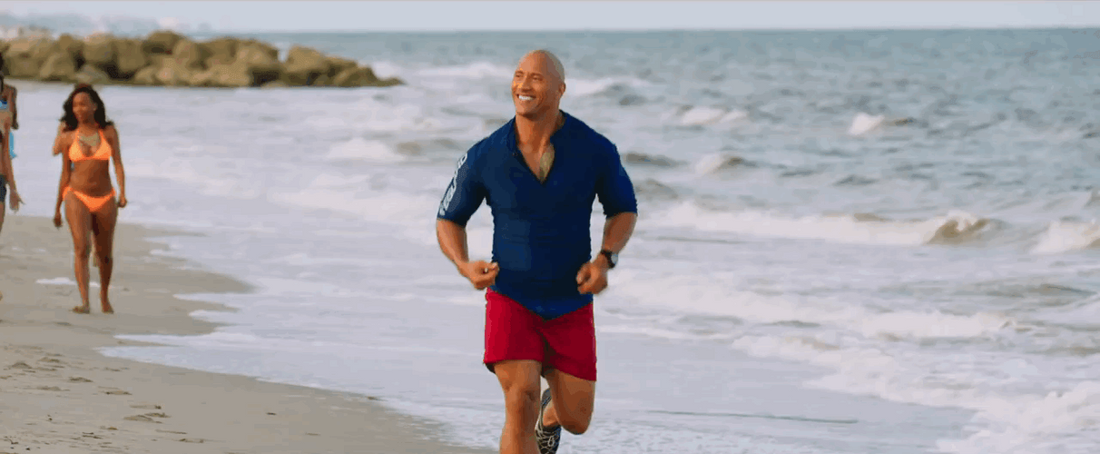The Rock Running In The Beach GIF