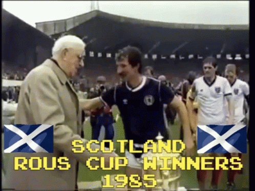 The Scotland Rous Cup Winners Of 1985 Are Being Presented With A Trophy GIF