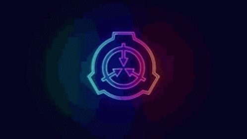 The Scp Logo Is Glowing In The Dark On A Purple And Blue Background . GIF