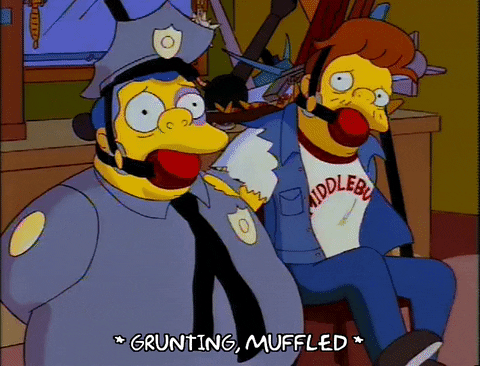 The Simpsons Chief Wiggum Snake Jailbird Gagged GIF