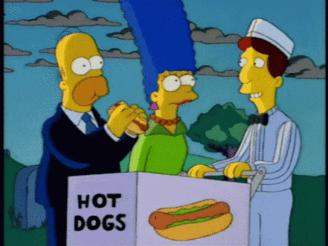 The Simpsons Eating Hot Dog GIF