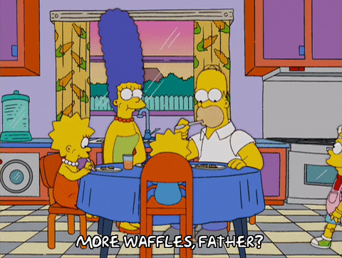 The Simpsons Family Eating Waffles GIF