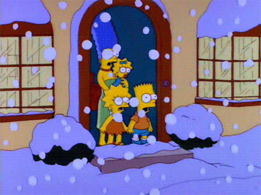 The Simpsons Family Watching Snow Day GIF