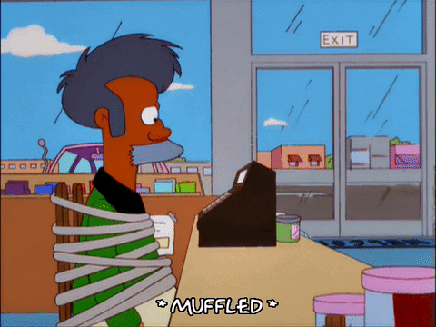 The Simpsons Gagged Apu With Bart Simpson GIF