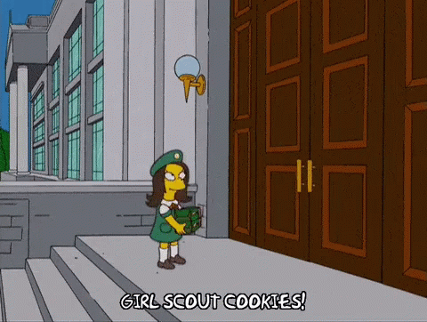 The Simpsons Girls Scout Selling Cookies GIF