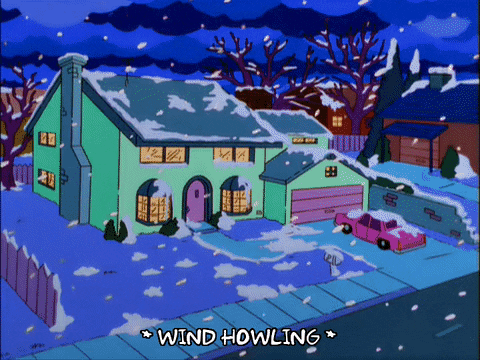 The Simpsons House Covered In Snow Bomb Cyclone GIF
