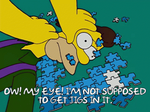 The Simpsons Lenny Leonard Smashed On Jigsaw Puzzle GIF