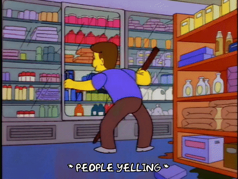 The Simpsons Man Stabbing Products At Store GIF