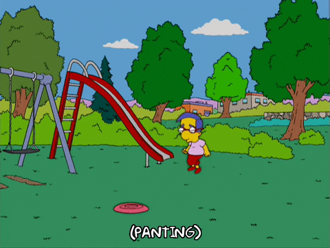 The Simpsons Milhouse Pick Up Frisbee GIF