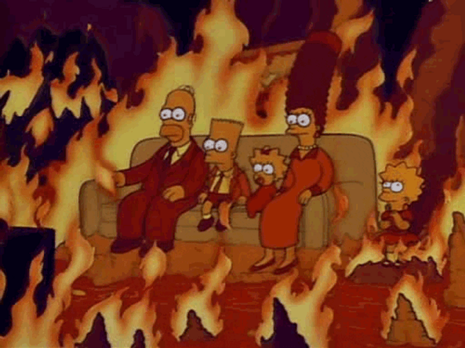The Simpsons Relaxing In Hell Heatwave GIF