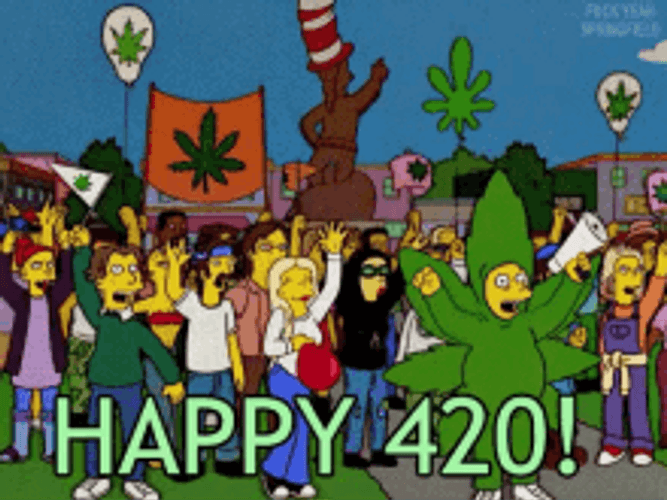 The Simpsons Sitcom Happy 420 Celebration GIF