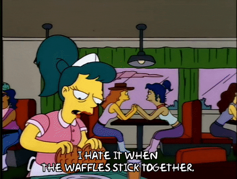 The Simpsons Waitress And Cook Waffles Stick Together GIF