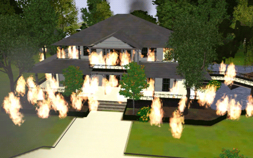 The Sims Mansion On Fire GIF