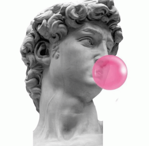 The Statue Of David Blowing Bubble Gum GIF
