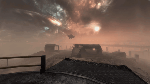 The Sun Is Shining Through The Clouds Over A Very Foggy Area GIF
