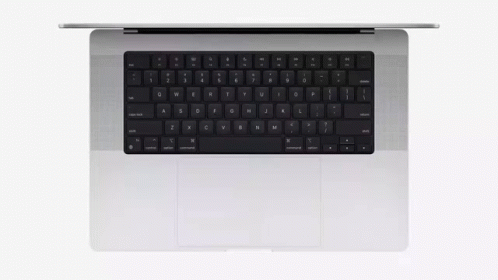 The Top Of A Silver Laptop With A Black Keyboard GIF