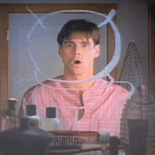 The Truman Show Truman Burbank In Front Of Mirror GIF