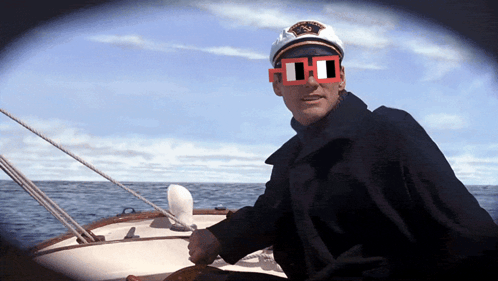 The Truman Show Truman Burbank Riding Yacht GIF