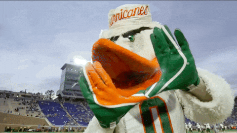 The U Mascot Twisting Beak GIF