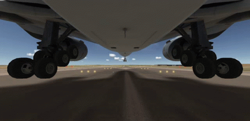 The Underside Of An Airplane Is Shown With The Landing Gears Visible GIF