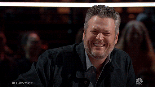 The Voice Blake Shelton Snickering GIF