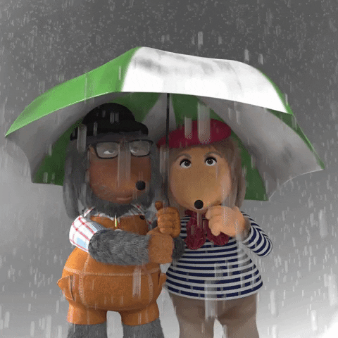 The Wombles Couple Umbrella GIF
