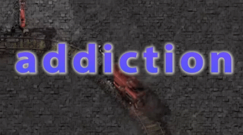 The Word Addiction Is Displayed On A Dark Background GIF