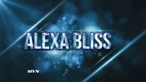 the word alexa bliss is on a dark blue background