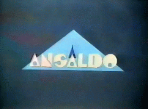 Ansaldo Text On Blue Triangle GIF
