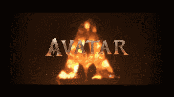 The Word Avatar Is Surrounded By Flames On A Dark Background GIF