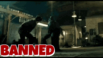 The Word Banned That Is On A Black And White Background GIF