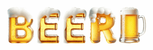 The Word Beer Is Written In The Shape Of A Beer Mug GIF