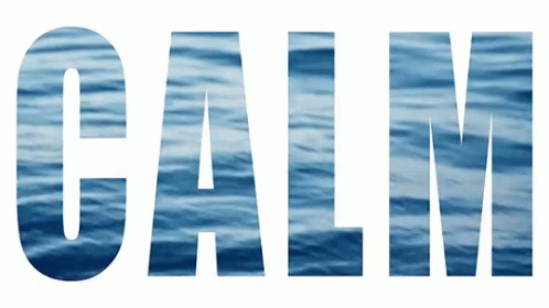 The Word Calm Is Written Over A Blue Water Background GIF