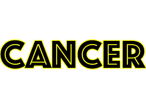 The Word Cancer Is On A White Background With A Yellow Circle GIF